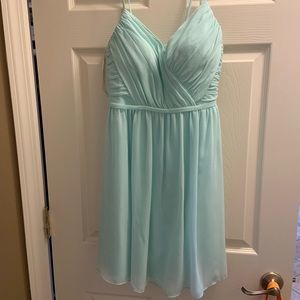 David bridal short mint green dress !